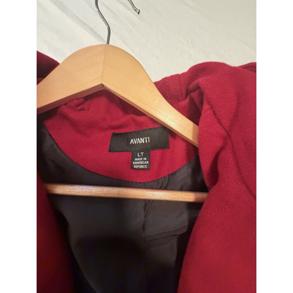 AVANTI Beet Red Hooded Zipper Mid-Length Coat Pockets Long Sleeve Tall LT NWT - Picture 3 of 12
